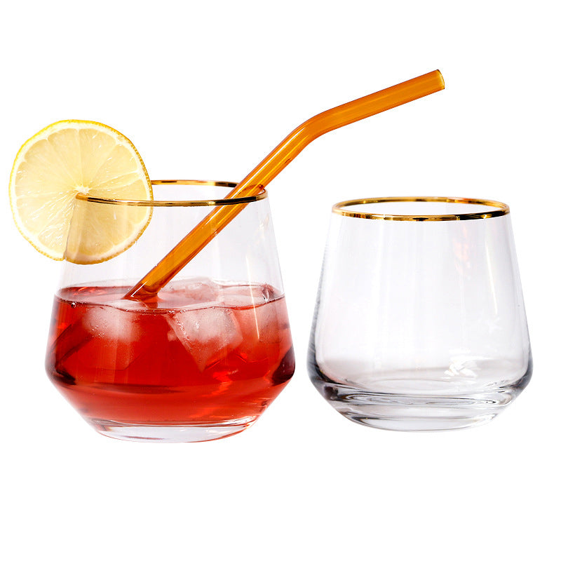 Gold Rim Spirits Shot Glass Multifunctional Crystal Class Cup Beer Whiskey Vodka Milk Juice Glass