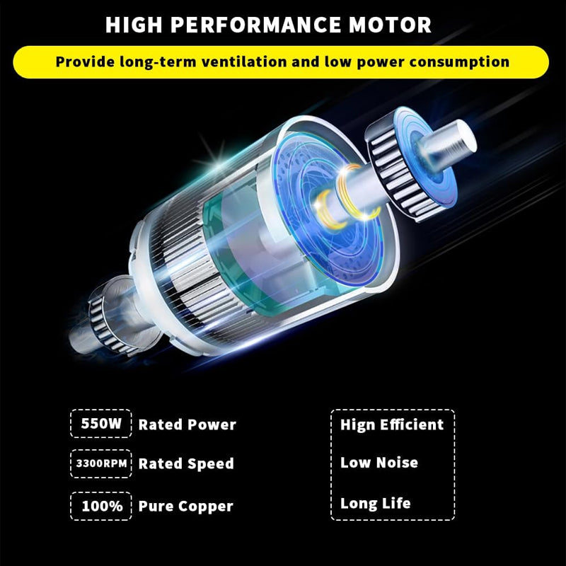 Utility Blower Fan 12 Inch with 16 ft Duct Hose Low Noise 550W High Velocity Ventilator for Home/Workplace