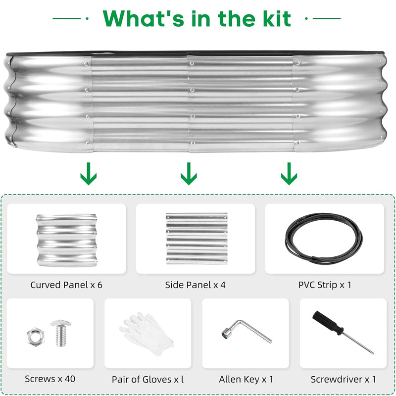 4×2×1 ft Raised Garden Bed Galvanized Large Garden Bed for Vegetables Fruits Flowers