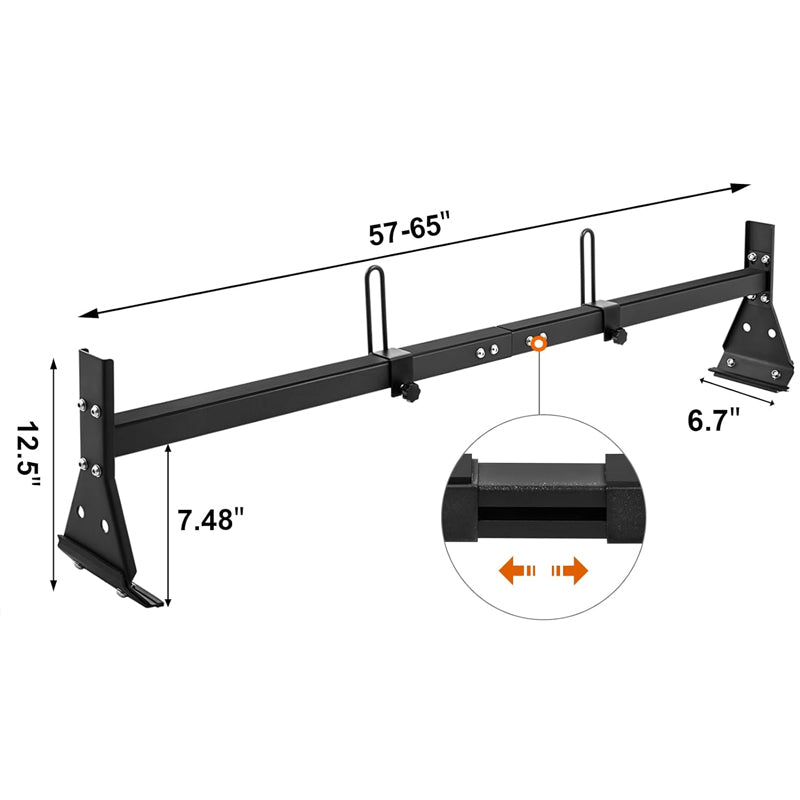 3 Bars Van Ladder Rack 750 lbs Capacity Adjustable Van Roof Ladder Rack with Ladder Stoppers