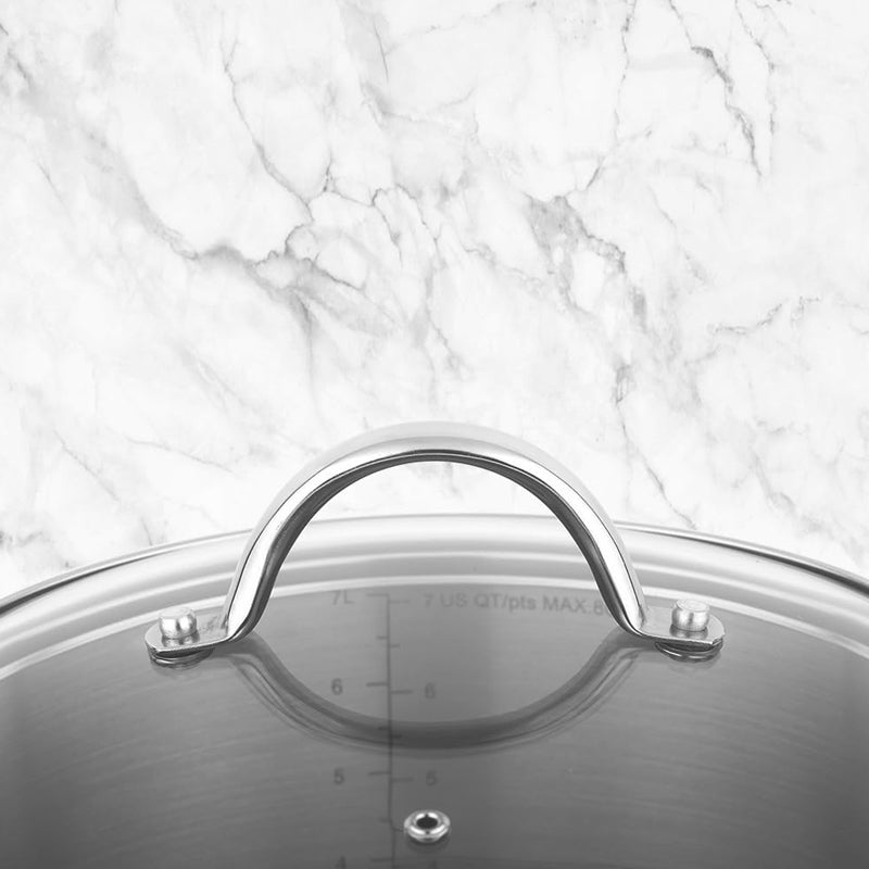 24QT Stock Pot Stainless Steel with Lid Handle Durable Heavy Duty Vessel Dishwasher Safe