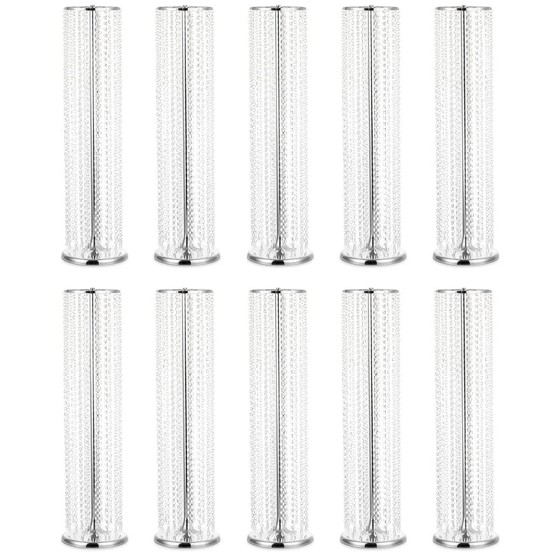 10PCS Crystal Wedding Flowers Stand 35.43inch Tall Centerpieces Flower Vases Party Tables Decorations