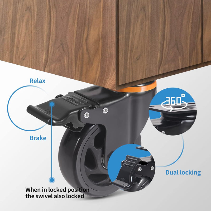 4 Inch Caster Wheels 500 lbs Load Capacity Per Caster Set of 4 Swivel Plate Casters Dual Locking Plate Casters