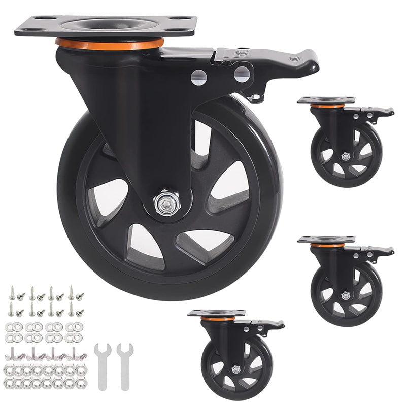 5 Inch Caster Wheels 550 lbs Load Capacity Per Caster Heavy Duty Casters with Brake Set of 4