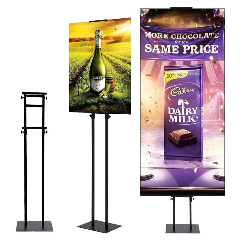 Double-Sided Poster Stand Adjustable Height Up to 75" Sign Holder with Base for Board and Foam