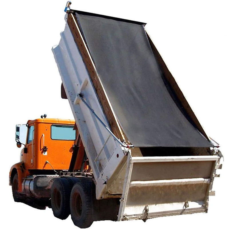 Dump Truck Mesh Tarp 7' × 18' Black Heavy Duty Cover with 6'' Pocket Double Needle Stitch Webbing