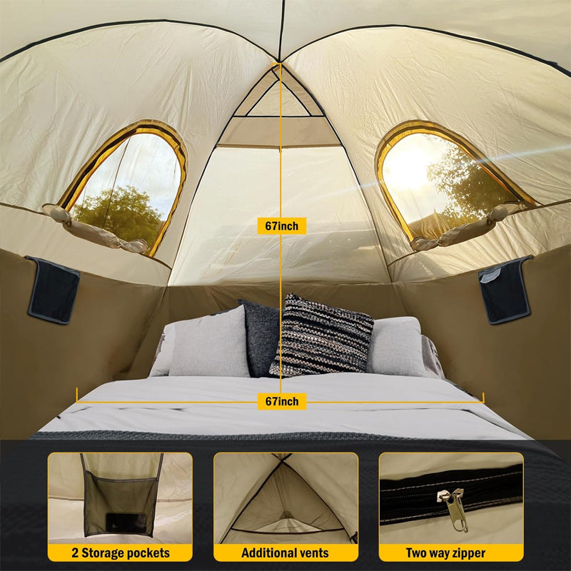 5.5-6.3 FT Truck Tent Waterproof PU5000mm Oxford Pickup Truck Tent with Awning Shade