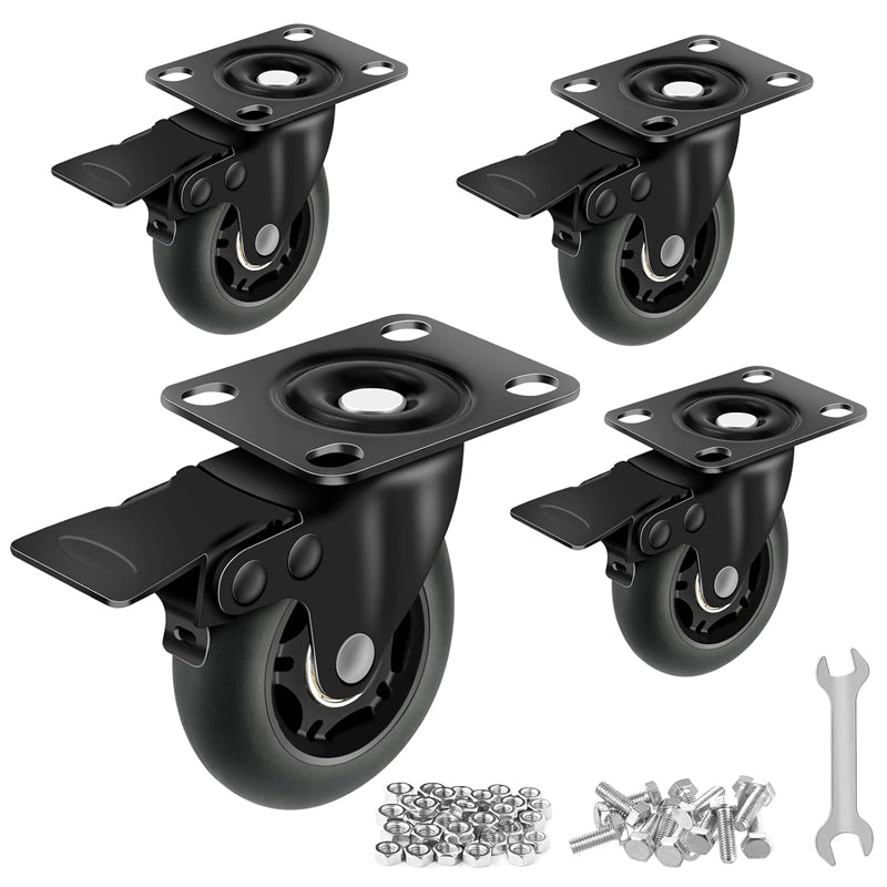 3 Inch Caster Wheels 500 lbs Load Capacity Per Caster 4 Heavy Duty Quiet Casters Non-Marking Wheels