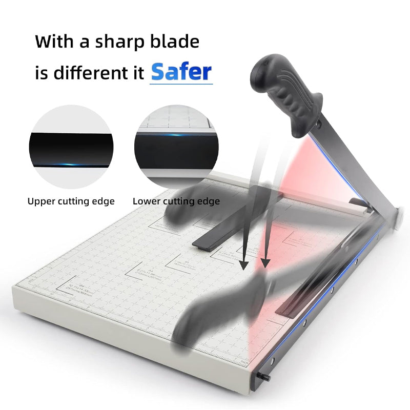 Paper Cutter 15" Cut Length 10 Sheets Capacity Guillotine Trimmer with Guard Rail Safety Blade Lock