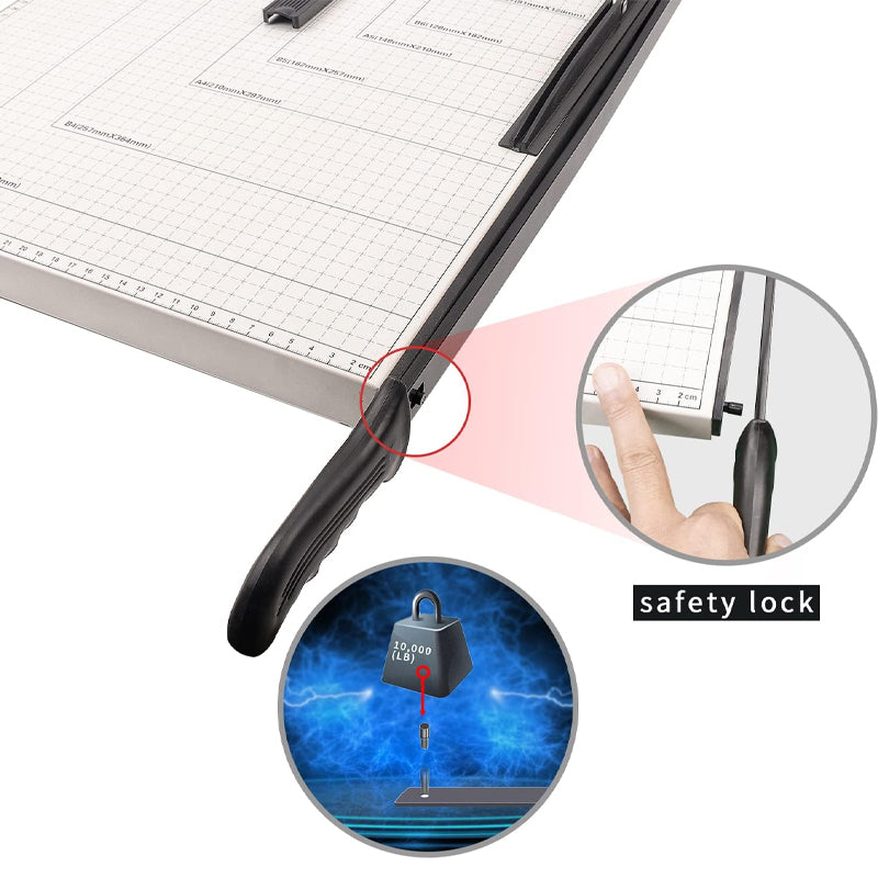 Paper Cutter 15" Cut Length 10 Sheets Capacity Guillotine Trimmer with Guard Rail Safety Blade Lock