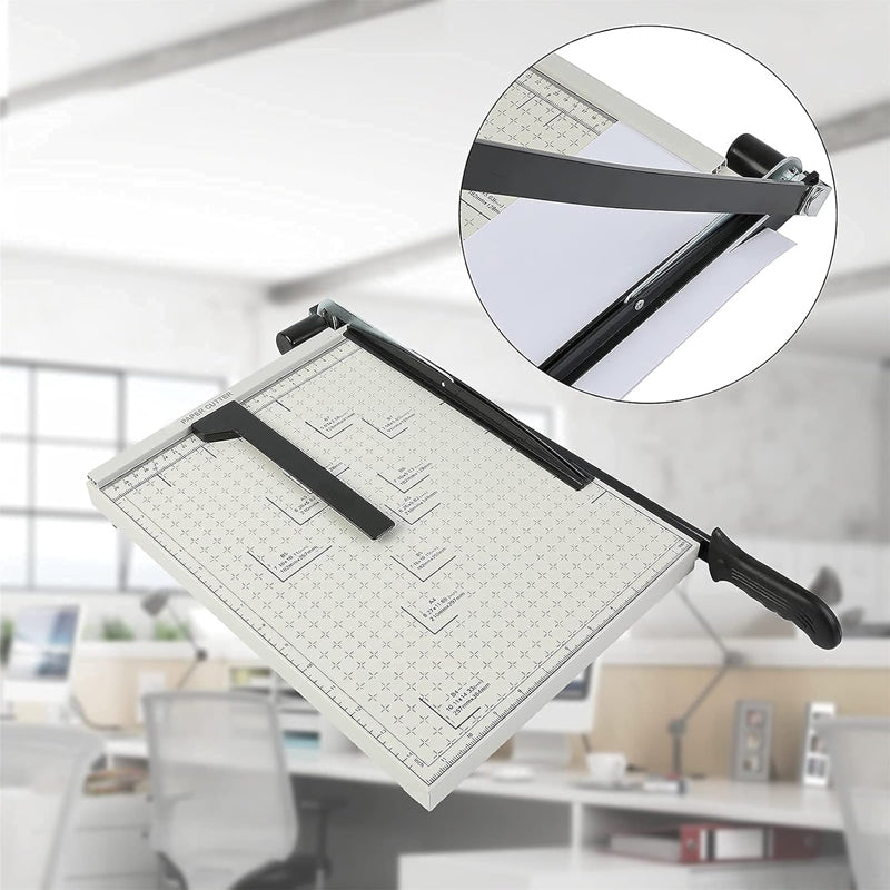 Paper Cutter 15" Cut Length 10 Sheets Capacity Guillotine Trimmer with Guard Rail Safety Blade Lock