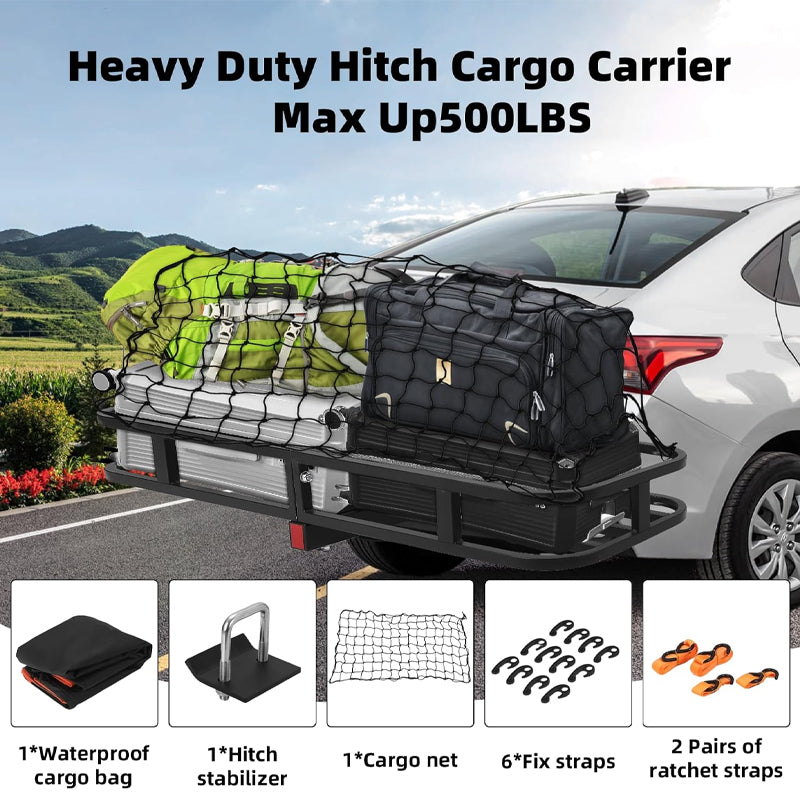 53" x 19" x 5" Hitch Cargo Carrier 500 LBS Vehicle Cargo Rack Carrier for SUV Truck Pickup