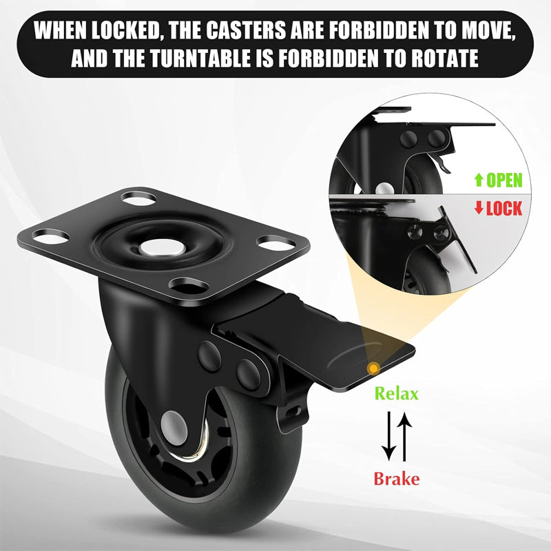 3 Inch Caster Wheels 500 lbs Load Capacity Per Caster 4 Heavy Duty Quiet Casters Non-Marking Wheels