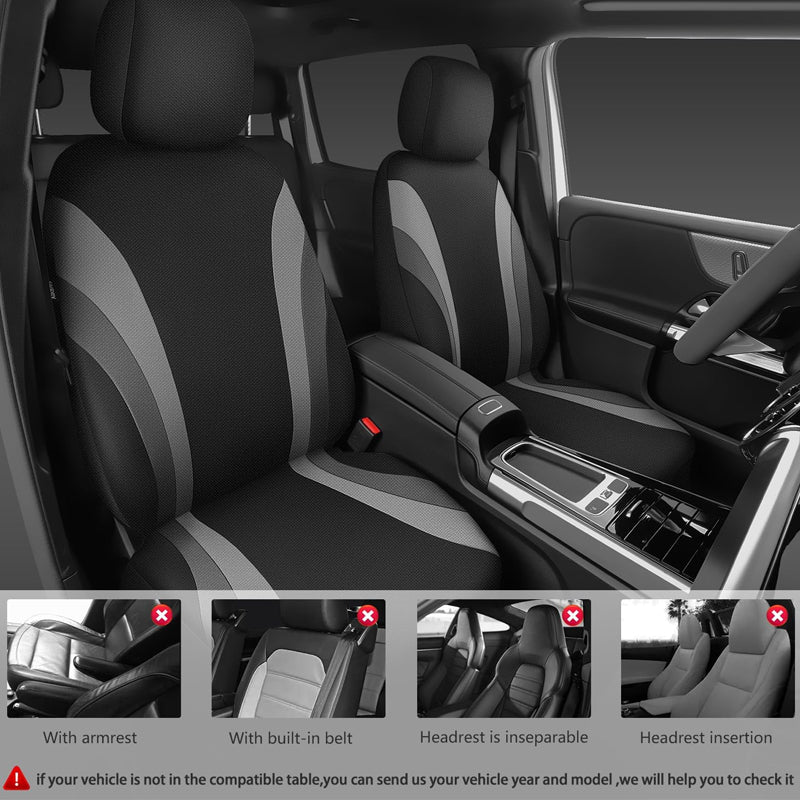 EVA Waterproof Car Seat Covers Airbag Compatible Gray Two Front Seat Covers