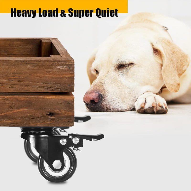 2" Caster Wheels Set of 4 Heavy Duty Plate Casters Polyurethane Silent Locking Casters