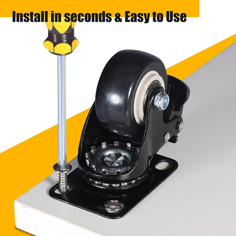 2" Caster Wheels Set of 4 Heavy Duty Plate Casters Polyurethane Silent Locking Casters