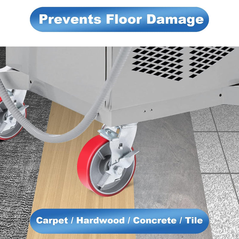 6 Inch Plate Swivel Casters 4 Pack No Noise Polyurethane Wheels 1200 lbs Capacity Per Wheel