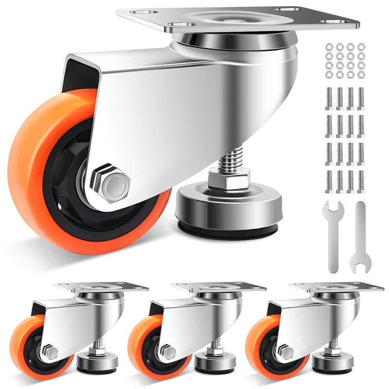 3 Inch Leveling Casters with Adjustable Leveling Feet 1800 lbs Industrial Grade Workbench Casters