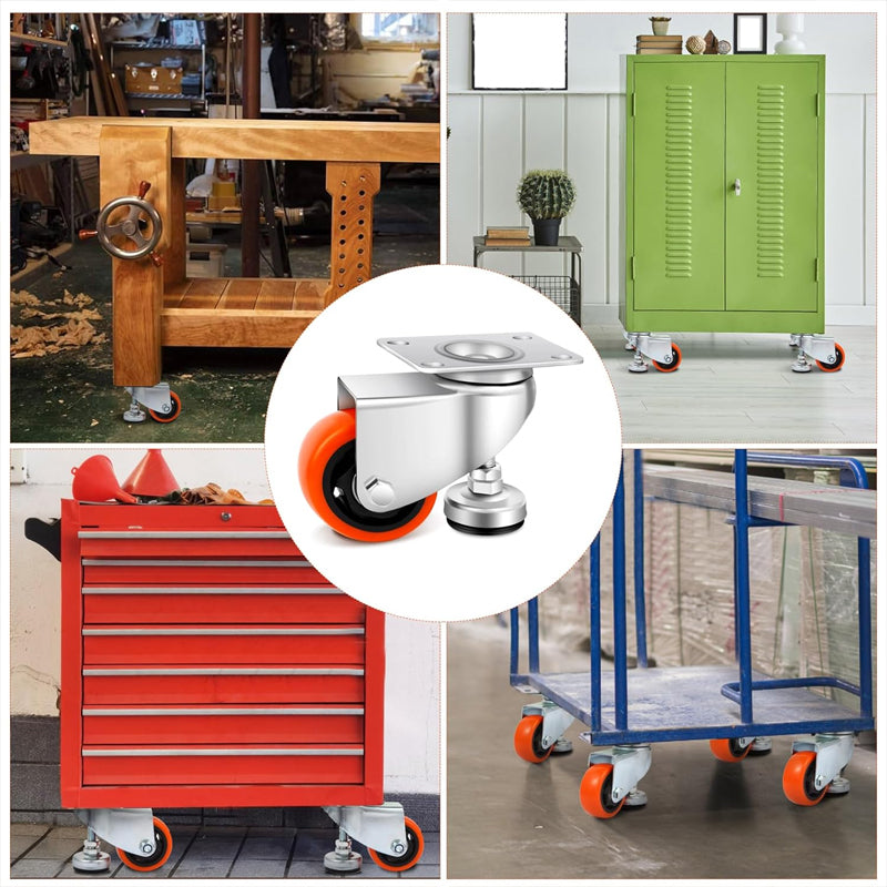 3 Inch Leveling Casters with Adjustable Leveling Feet 1800 lbs Industrial Grade Workbench Casters