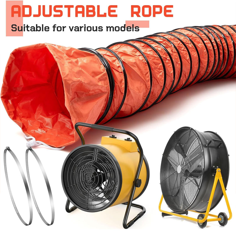 25 ft Duct Hosing 12 Inch PVC Flexible Ducting Hose with Stainless Steel Air Ducting Clamps