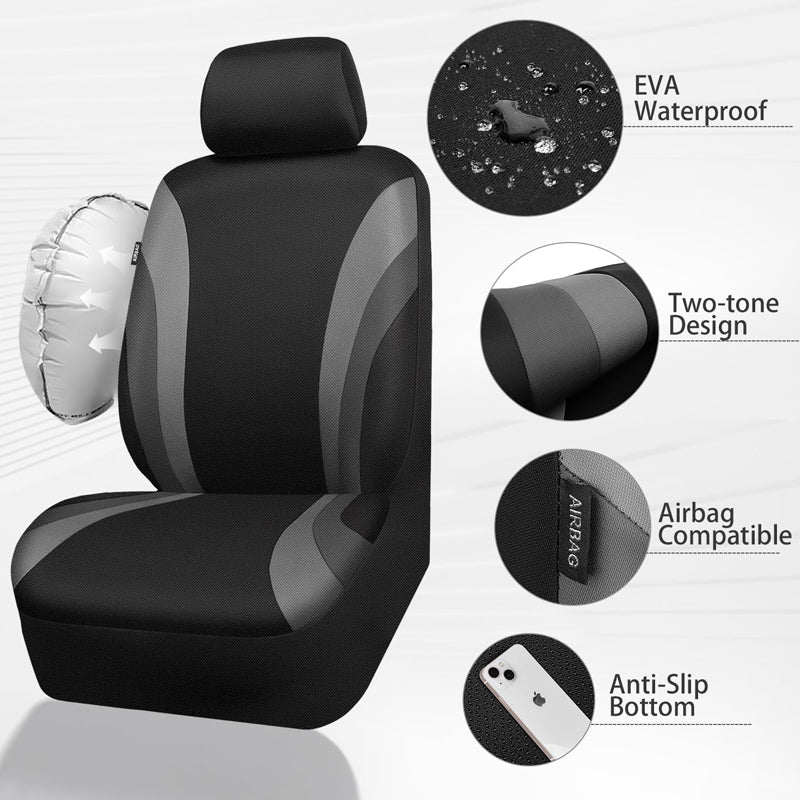 EVA Waterproof Car Seat Covers Airbag Compatible Gray Two Front Seat Covers