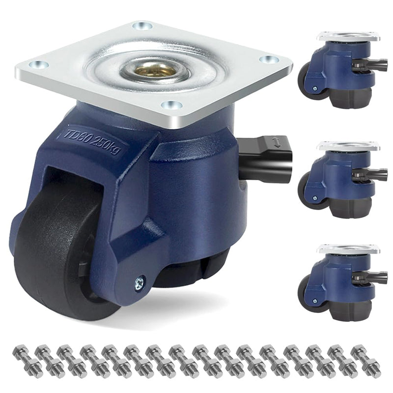 2 Inch Leveling Casters with Upgraded Handle 2200 lbs Capacity Leveling Casters 360° Swivel Caster Wheels
