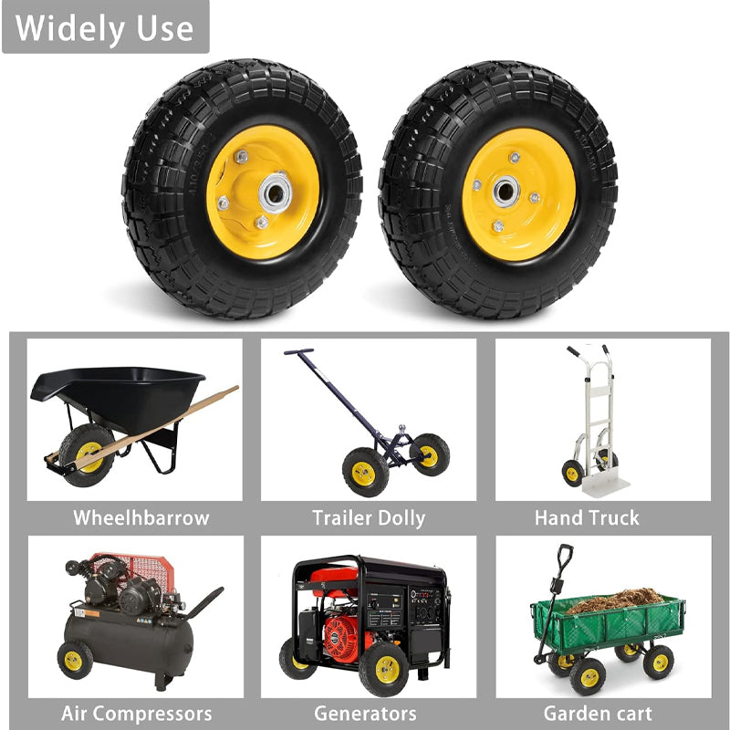 10" Solid Tire Wheel 220 lbs Dynamic Load 2pcs Wheels for Hand Truck Utility Cart Dollies Various Carts