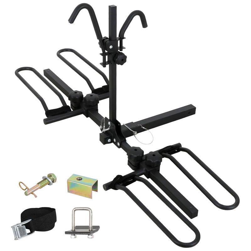 2-Bike Hitch Bike Rack 90 lbs Capacity Tiltable Bicycle Carrier Rack with Hitch Tightener and Strap