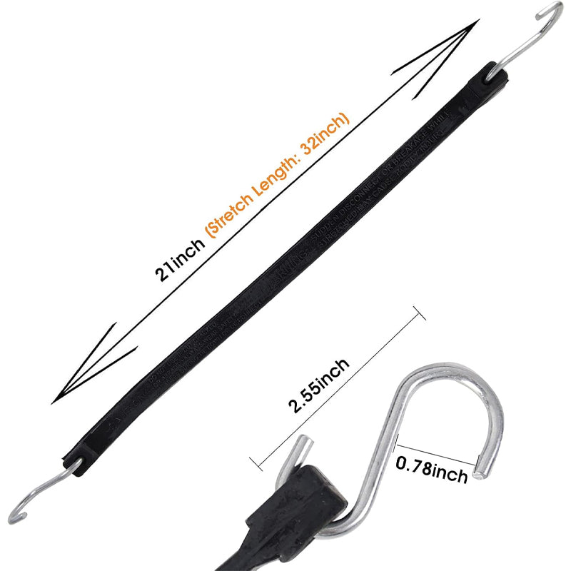 21" Rubber Tarp Straps 30pcs Rubber Bungee Cords with 150% Max Stretch for Securing Tarps Canvases