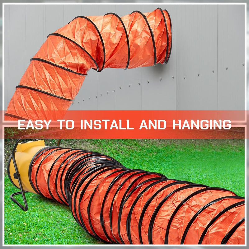 25 ft Duct Hosing 12 Inch PVC Flexible Ducting Hose with Stainless Steel Air Ducting Clamps