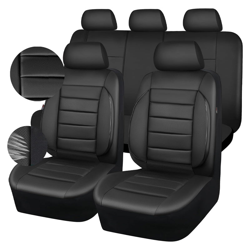 Leather Seat Covers Water Resistant 3D Foam Back Support Universal Car Seat Covers Full Set Seats