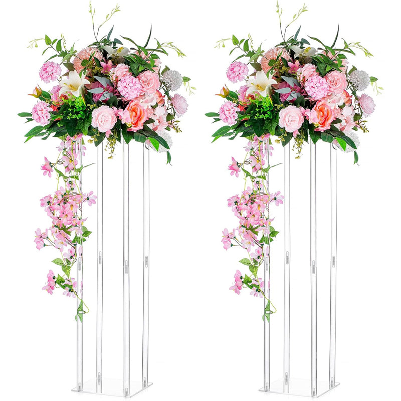 31.5 inch Tall Wedding Flower Stand Acrylic Vase 2PCS Floral Display Rack
