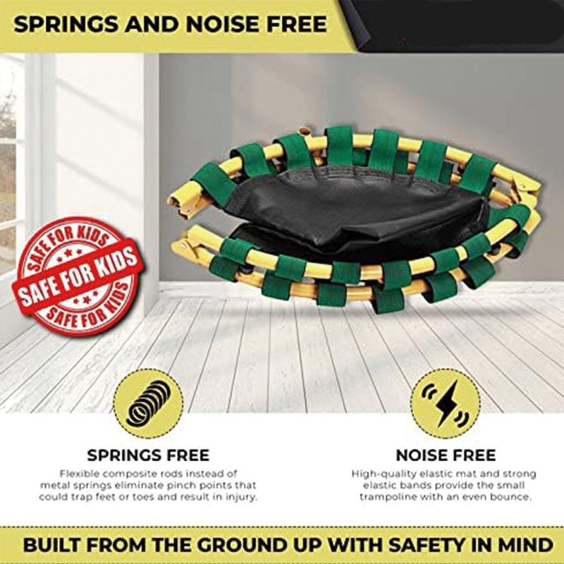 Kids Trampoline Portable & Foldable 36 Inch Round Jumping Mat for Toddler Durable Steel Metal Construction Frame with Padded Frame Cover and Handle Bar