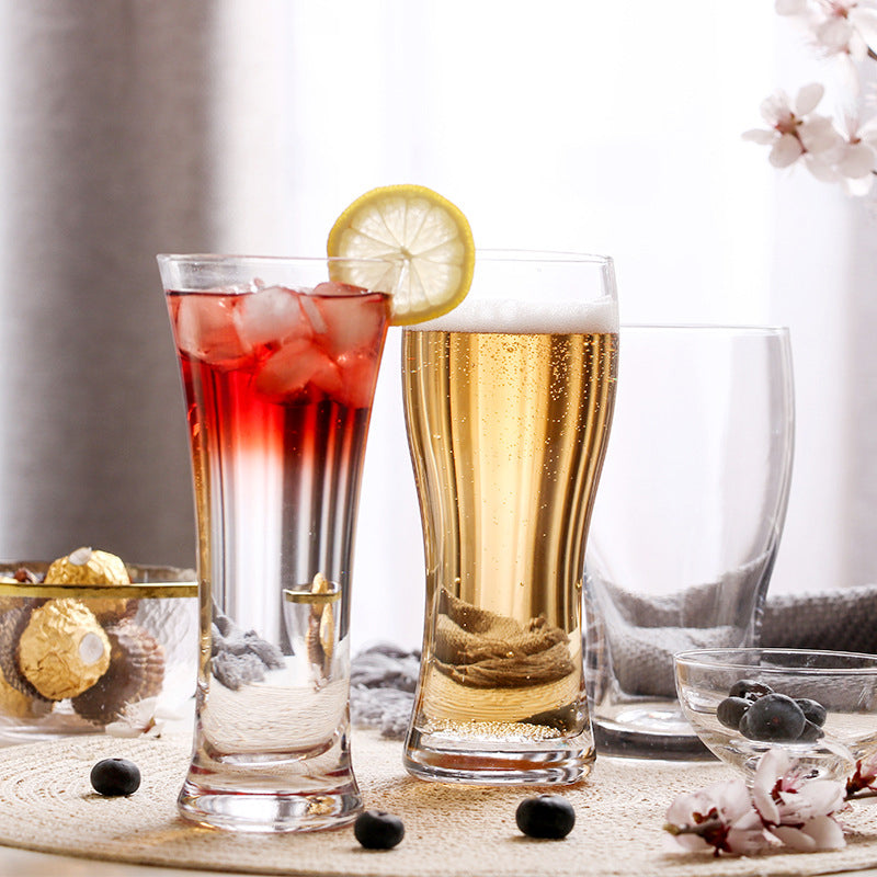 Beer Mug Hand-Blown Retro Style Waisted Crystal Glass Juice Cup Bar Cold Drink Glass