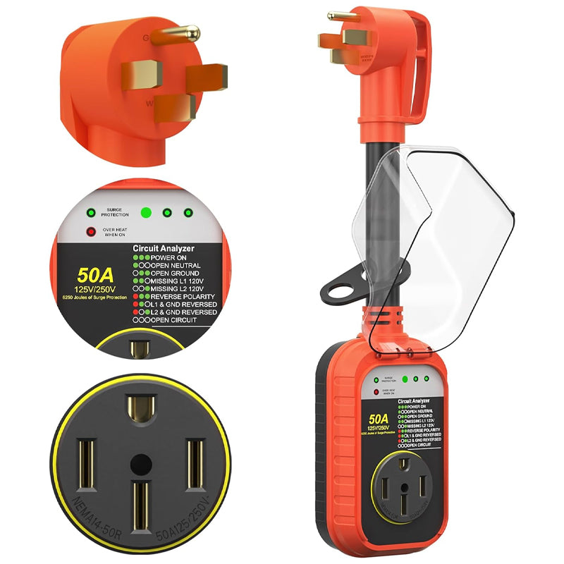 50 Amp RV Surge Protector 6250 Joules RV Voltage Protector RV Circuit Analyzer Power Monitor