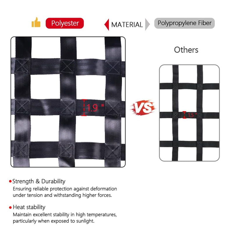 66" x 50" Cargo Net Pickup Truck Bed Cargo Net with Cam Buckles & S-Hooks for Trailer SUV Roof Rack