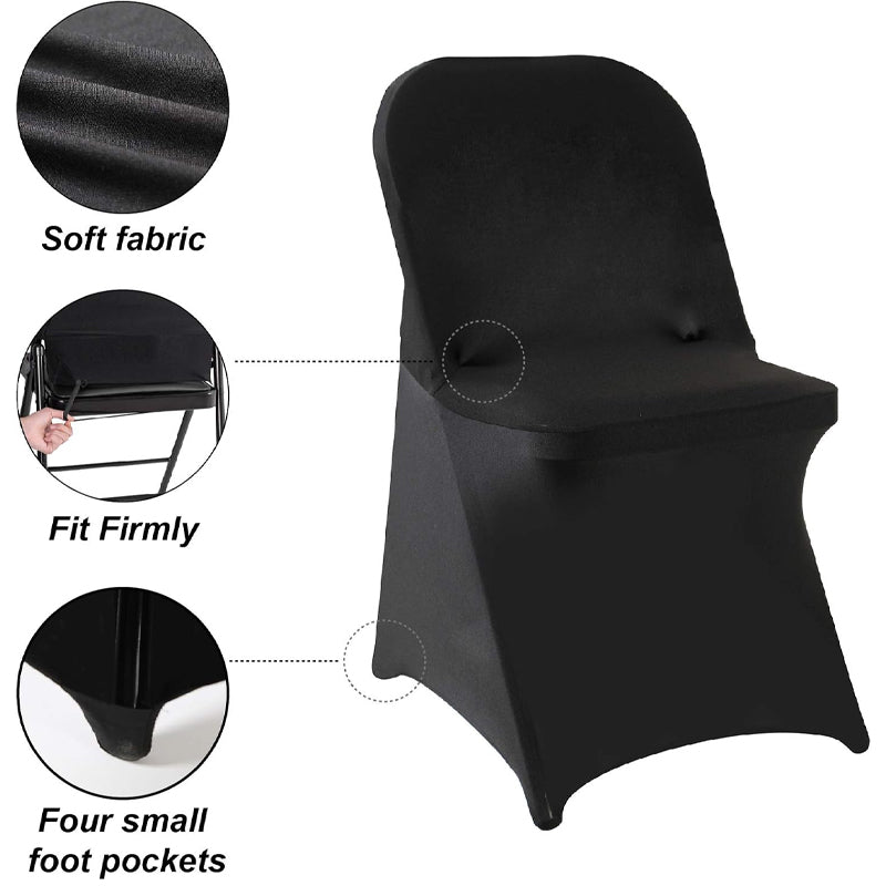 50pcs Stretch Spandex Folding Chair Covers Removable Washable Protective Slipcovers