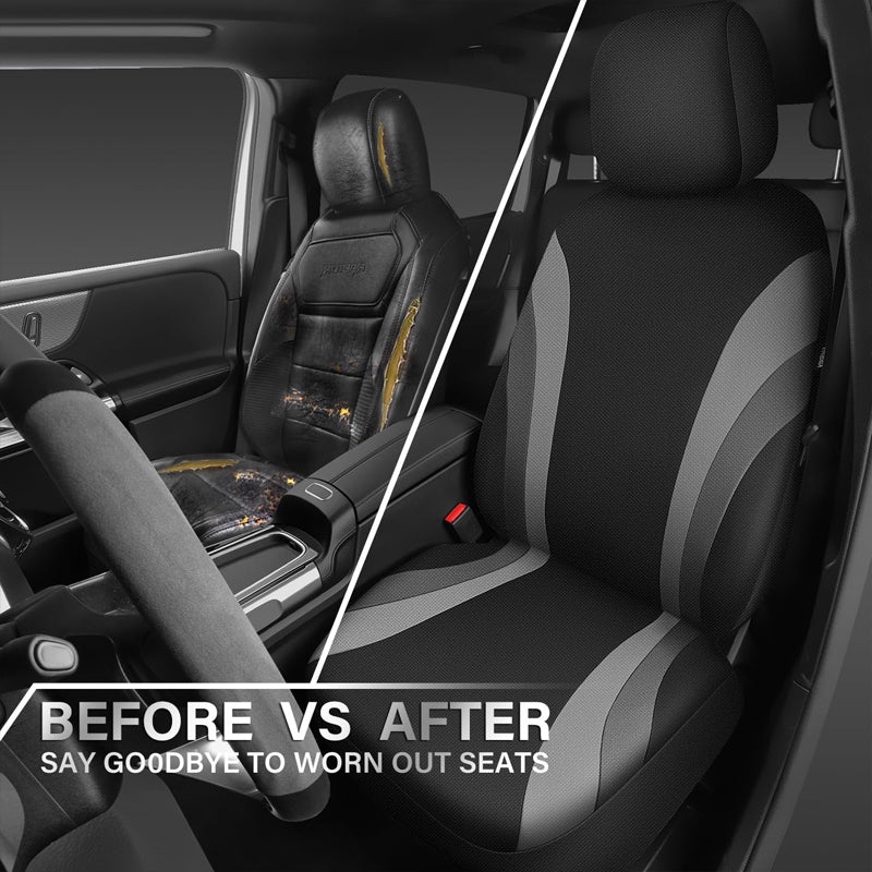 EVA Waterproof Car Seat Covers Airbag Compatible Gray Two Front Seat Covers