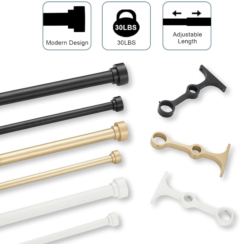 72” to 144” Double Curtain Rods 1 Inch Telescoping Rod Curtain Rod with Round Finials