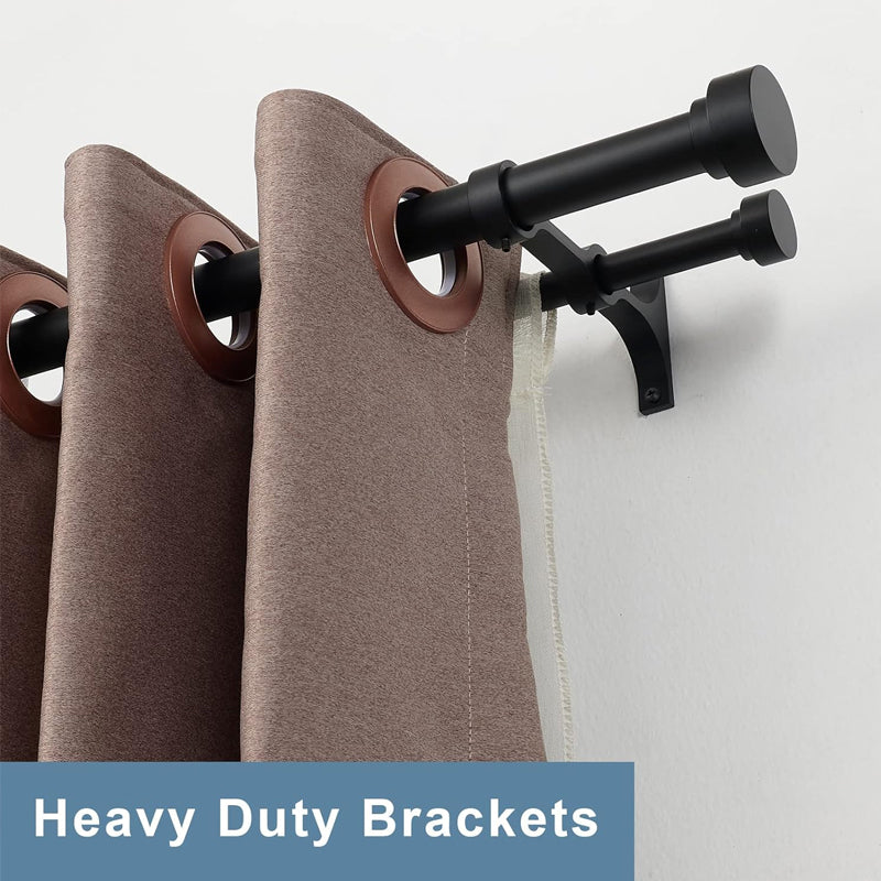 72” to 144” Double Curtain Rods 1 Inch Telescoping Rod Curtain Rod with Round Finials