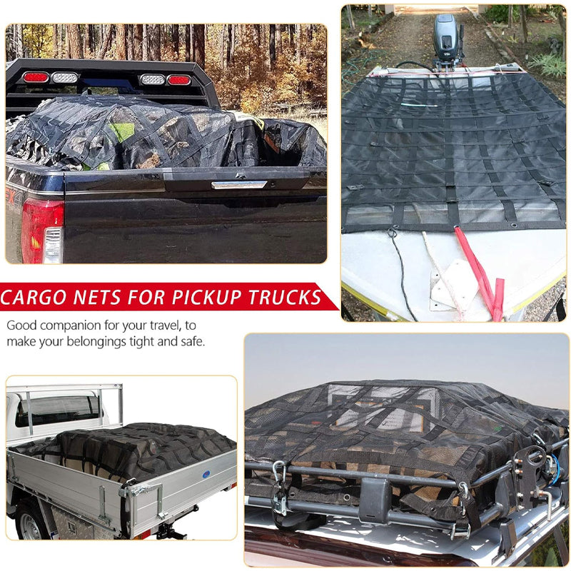 72" x 57" Cargo Net 1100 lbs Capacity Truck Bed Cargo Net with Adjustable Cam Buckles & S-Hooks
