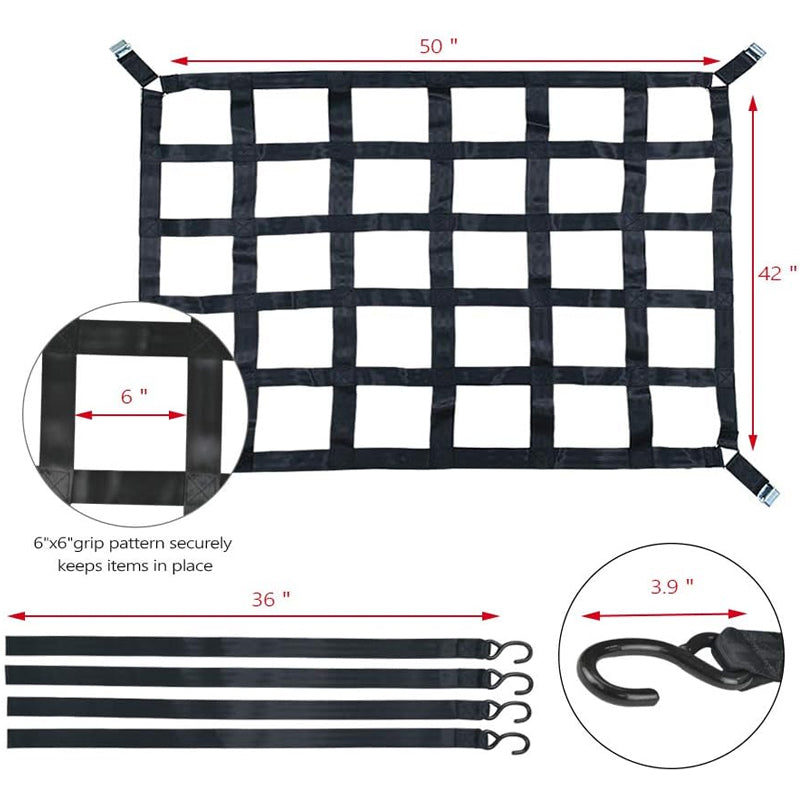 42" x 50" Cargo Net for Pickup Trucks 1100 lbs Capacity Heavy Duty Cargo Net Truck Bed Cargo Net