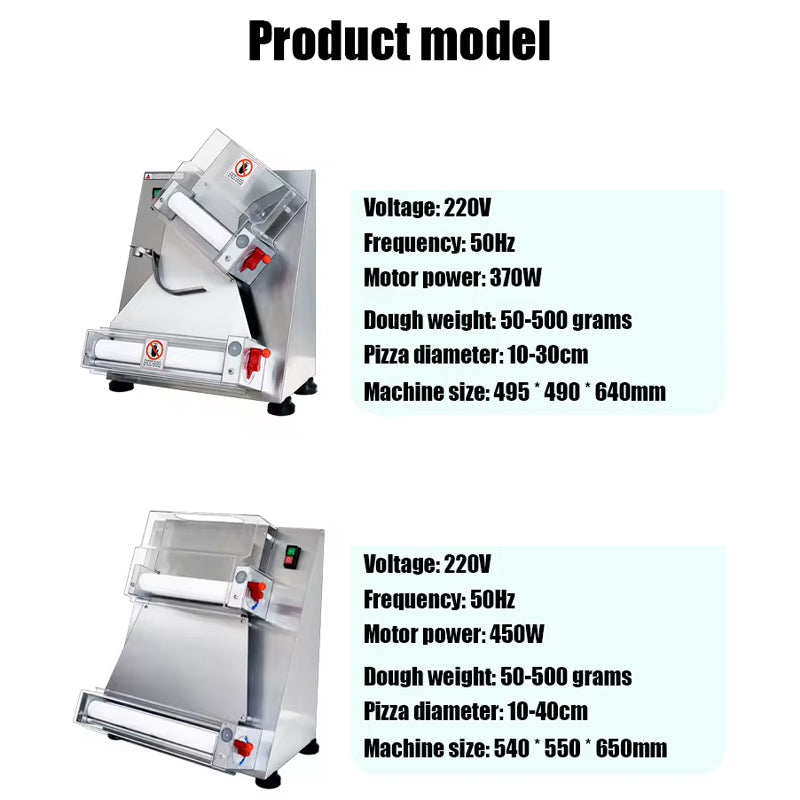 Pizza Dough Roller Sheeter 10-40 cm Fast Electric Dough Maker Pizza Making Machine