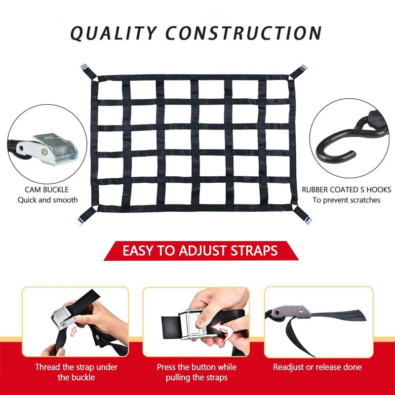 42" x 50" Cargo Net for Pickup Trucks 1100 lbs Capacity Heavy Duty Cargo Net Truck Bed Cargo Net
