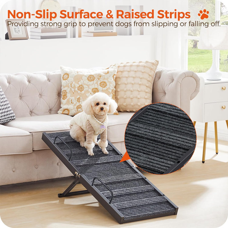 Dog Ramp 39.8" Long Folding Pet Ramp 5 Adjustable Height from 11.6" to 23.2" Folding Pet Ramp for Bed