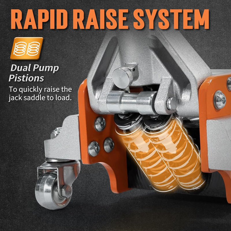 3 Ton Floor Jack Aluminum and Steel Low Profile Hydraulic Car Jack with Dual Pump System