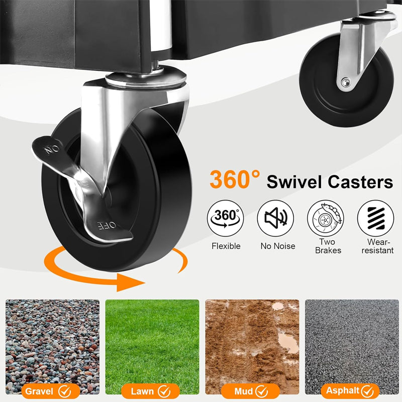 3 Tier Foldable Service Carts 220 LBS Folding Utility Rolling Tool Cart with Wheels for Home Commercial Garage Office