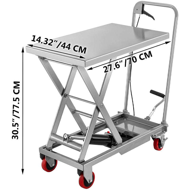 500LBS Capacity Hydraulic Lift Table Cart 28.5" Lifting Height Manual Scissor Lift Table