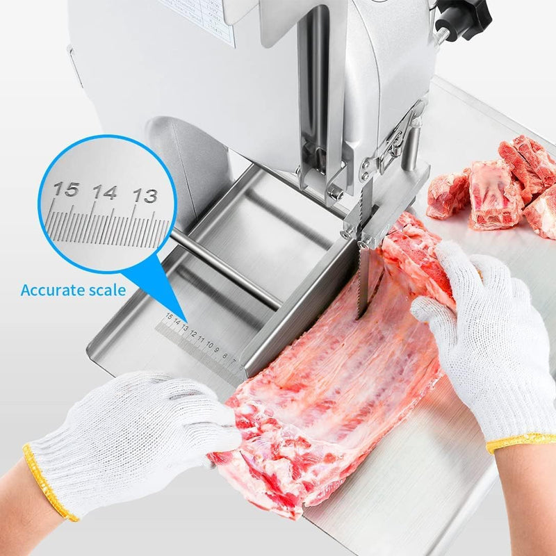 1500w Electric Meat Bandsaw Stainless Steel Bone Saw Machine with 6 Saw Blades