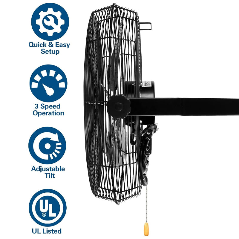 18 Inch Wall Mount Fan 4300 CFM 3-Speeds High Velocity Wall Fan Industrial Wall Fan Barn Fan